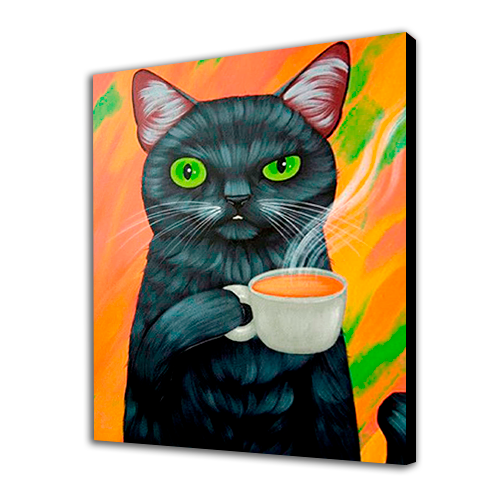 Cat Drinking Coffee