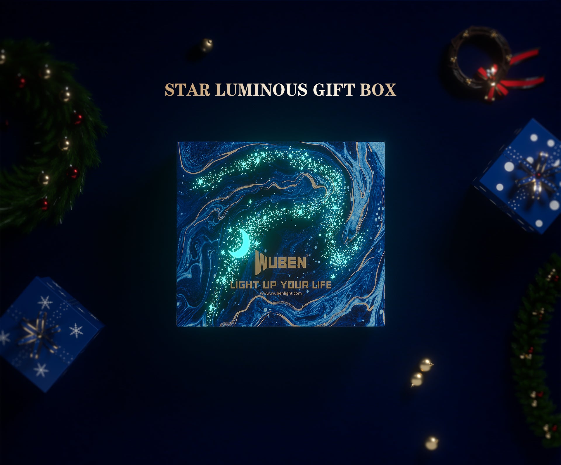 Kit de linterna WUBEN Caja de regalo de Navidad para hombres, entusiastas del aire libre