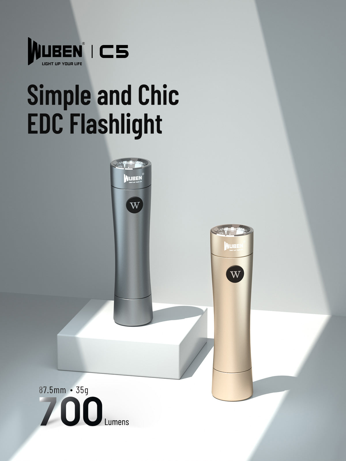 WUBEN C5 Small Flashlight 700 Lumens Rechargeable Waterproof Portable Mini EDC Fashion Torch
