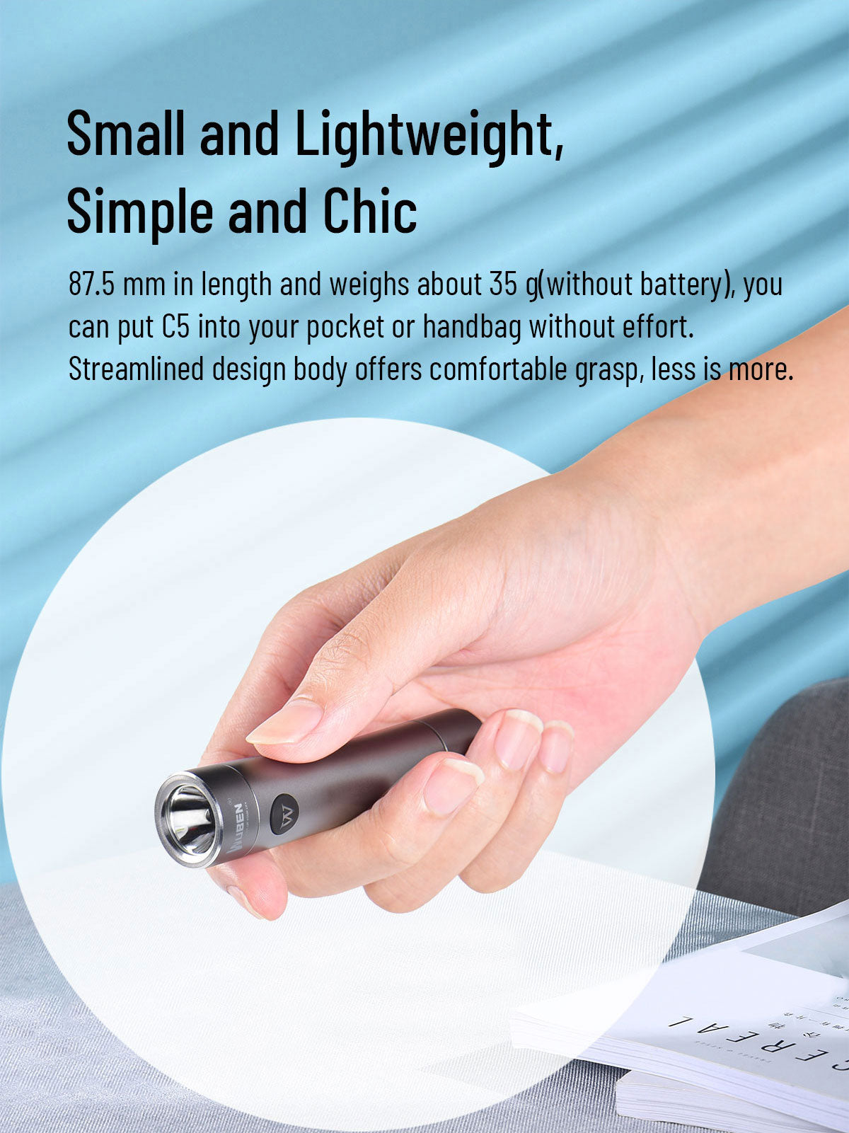 WUBEN C5 Small Flashlight 700 Lumens Rechargeable Waterproof Portable Mini EDC Fashion Torch