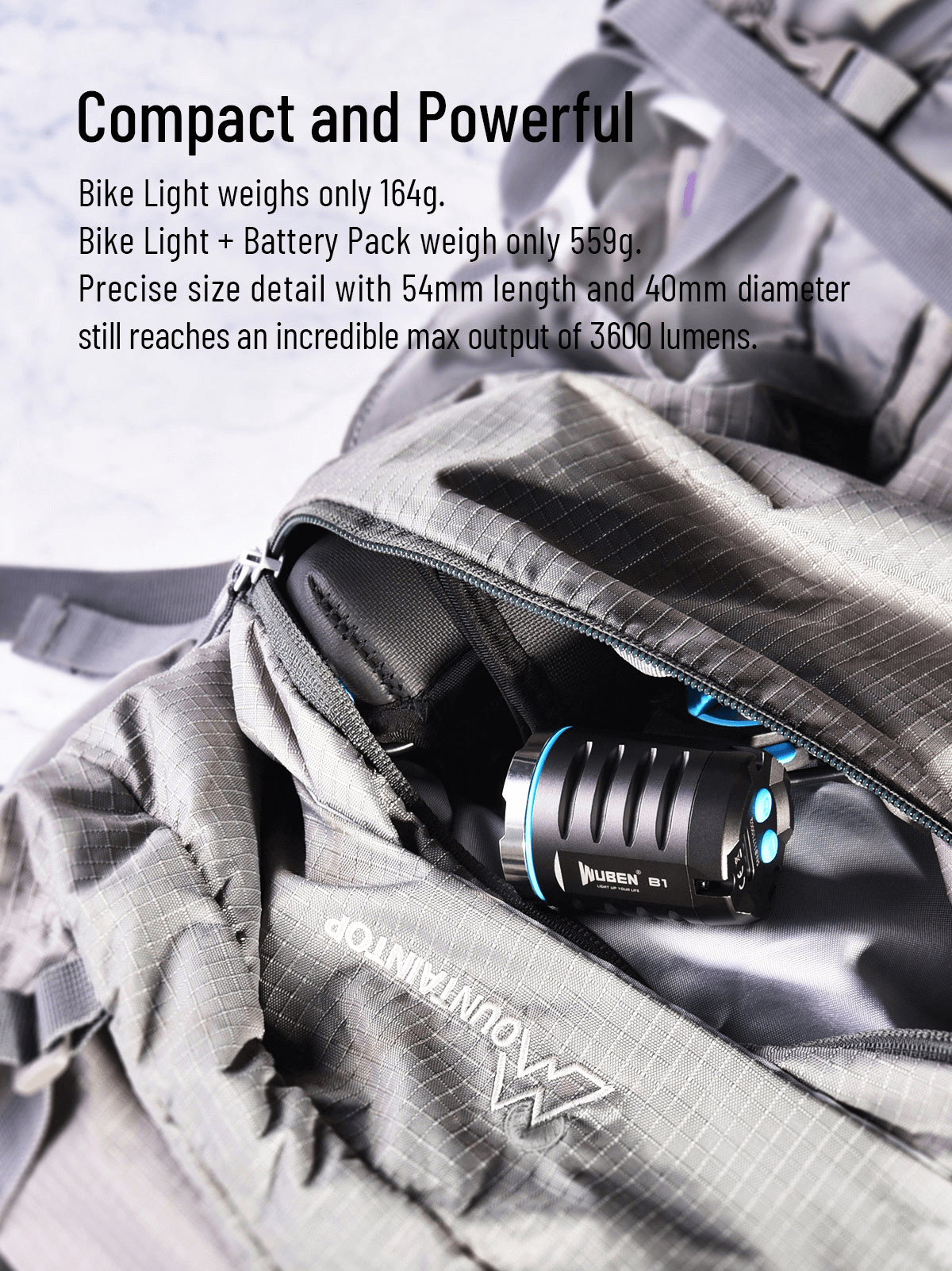 WUBEN B1 Professional Bicycle Light Continuous Emitting 3600 Lumens Rechargeable Waterproof Bike Light
