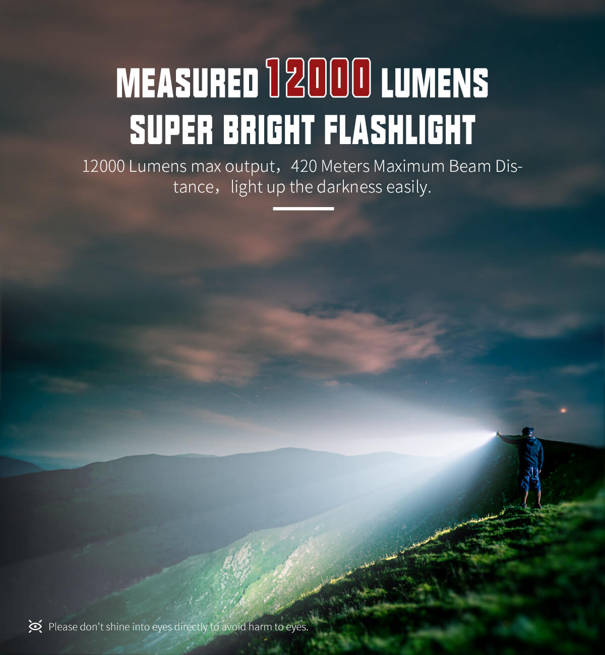 WUBEN A9 Flashlight 12000 Lumens High Power Brightest Rechargeable Waterproof Bright LED Flash light