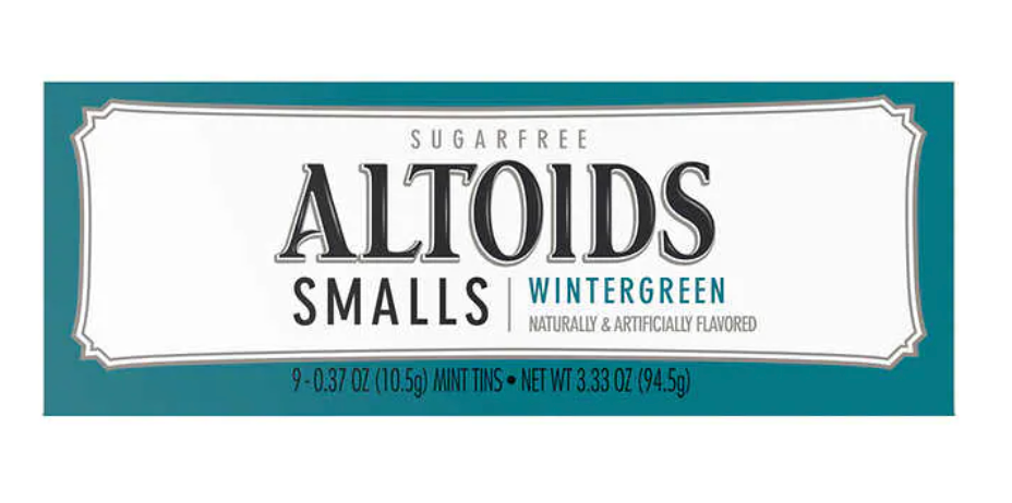 Altoids Smalls Breath Mints, Sugar Free Wintergreen, 0.37 oz, 9-count