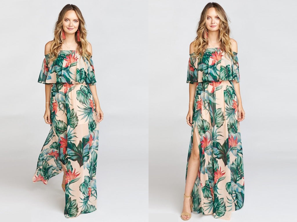 vestido maxi con estampado floral de playa de verano para mujer