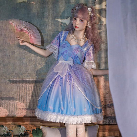 Lolita Lace Falbala Short Sleeved Dress