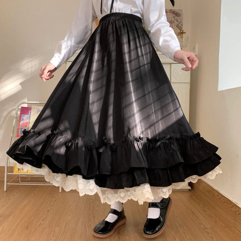 Women's Cute Layered Falbala Long Skirt