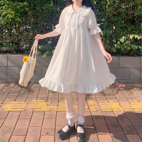 Свободное платье с воротником Harajuku Peter Pan
