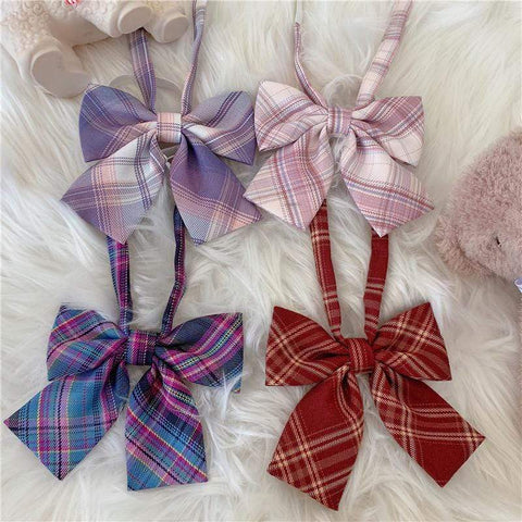 Women's Sweet Constract Color Plaid Bowknots 