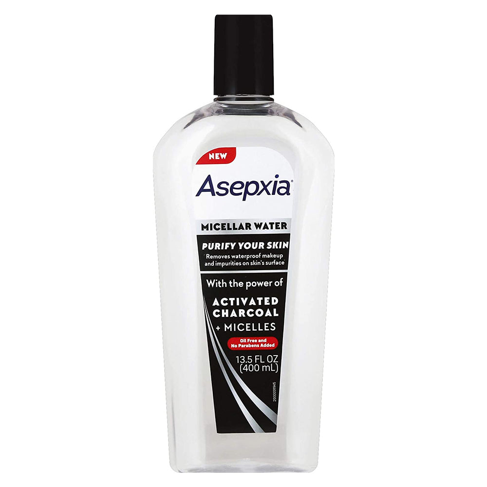 Asepxia Micellar Water. Cleanses and Removes Makeup. Activated Charcoal. 13.5 oz