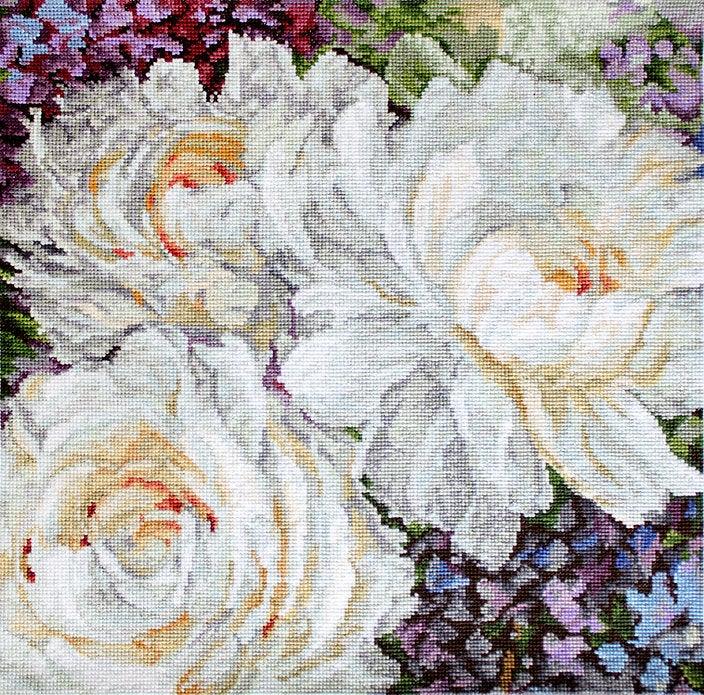 Counted Cross Stitch Kit White Roses Leti930