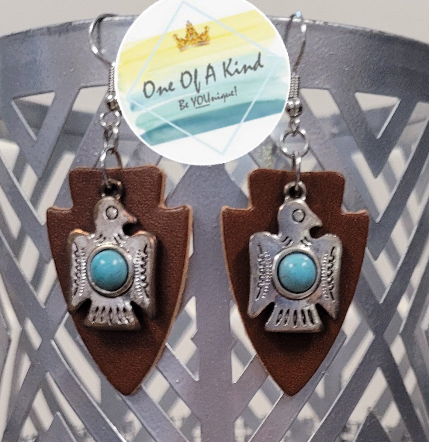 Genuine Leather Arrowhead Earrings