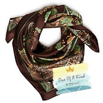 Hickory Mint Charmeuse Silk Scarf