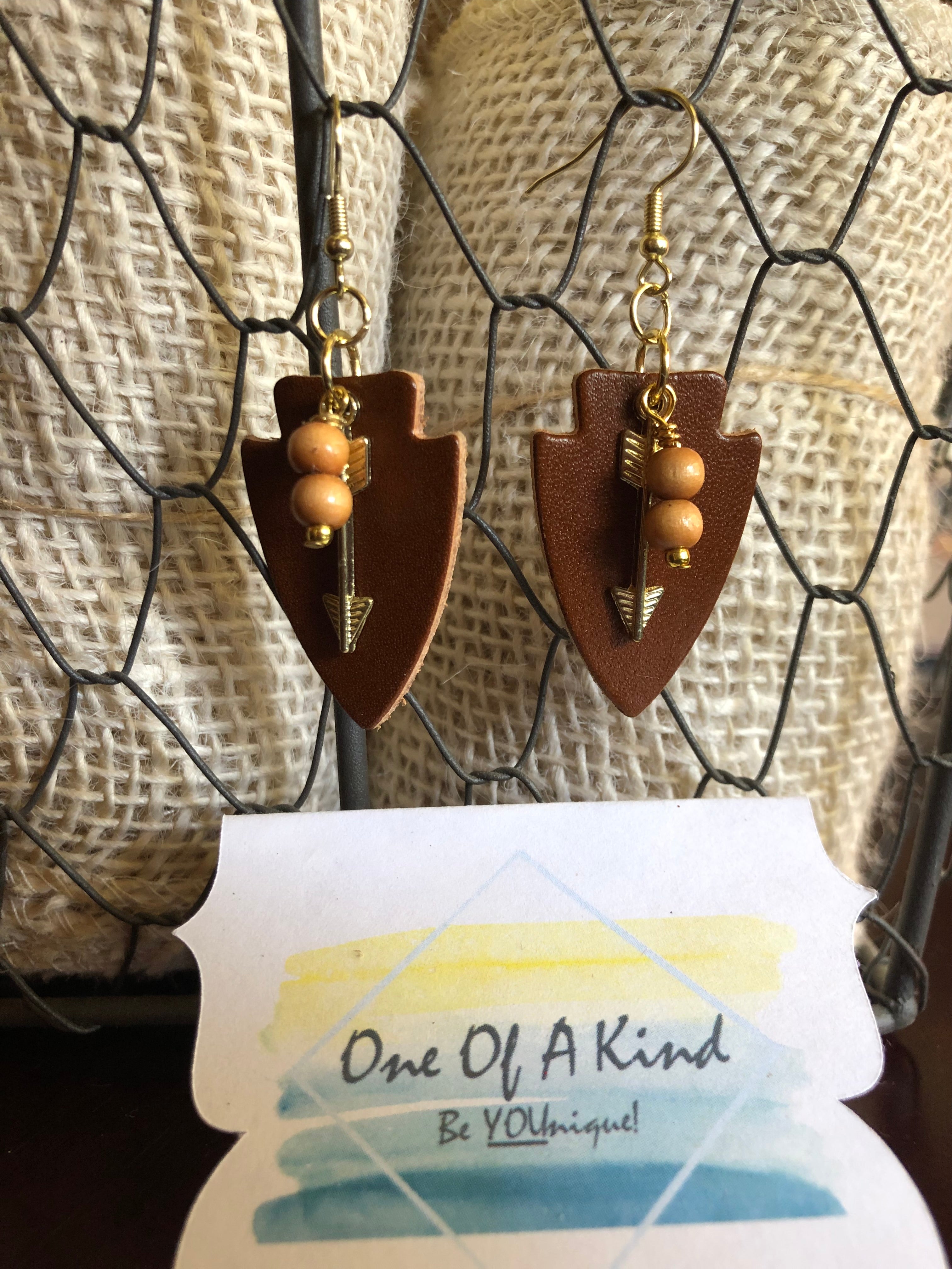 Genuine Leather Arrowhead Earrings