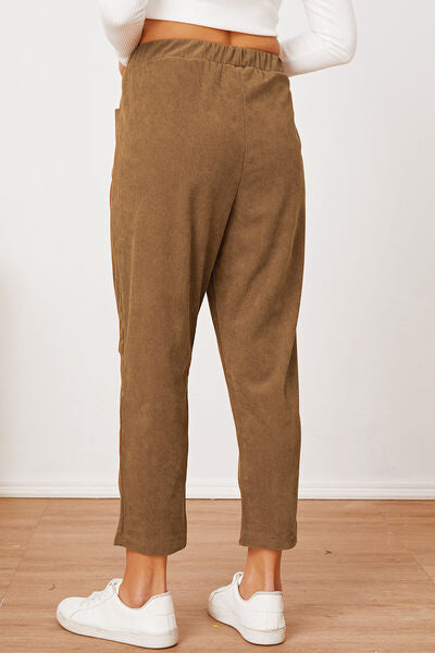 Pocketed Elastic Waist Pants