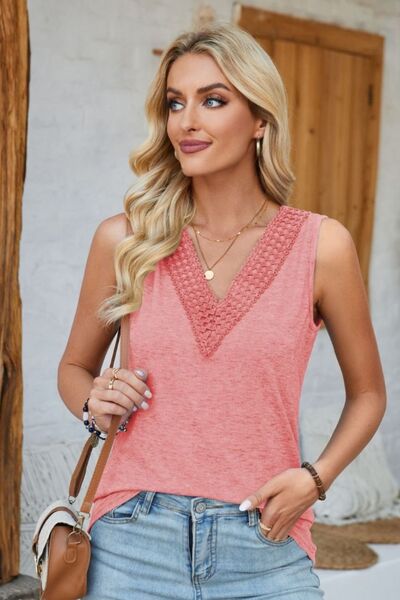 Lace Detail V-Neck Tank