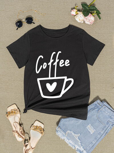 COFFEE Round Neck Short Sleeve T-Shirt