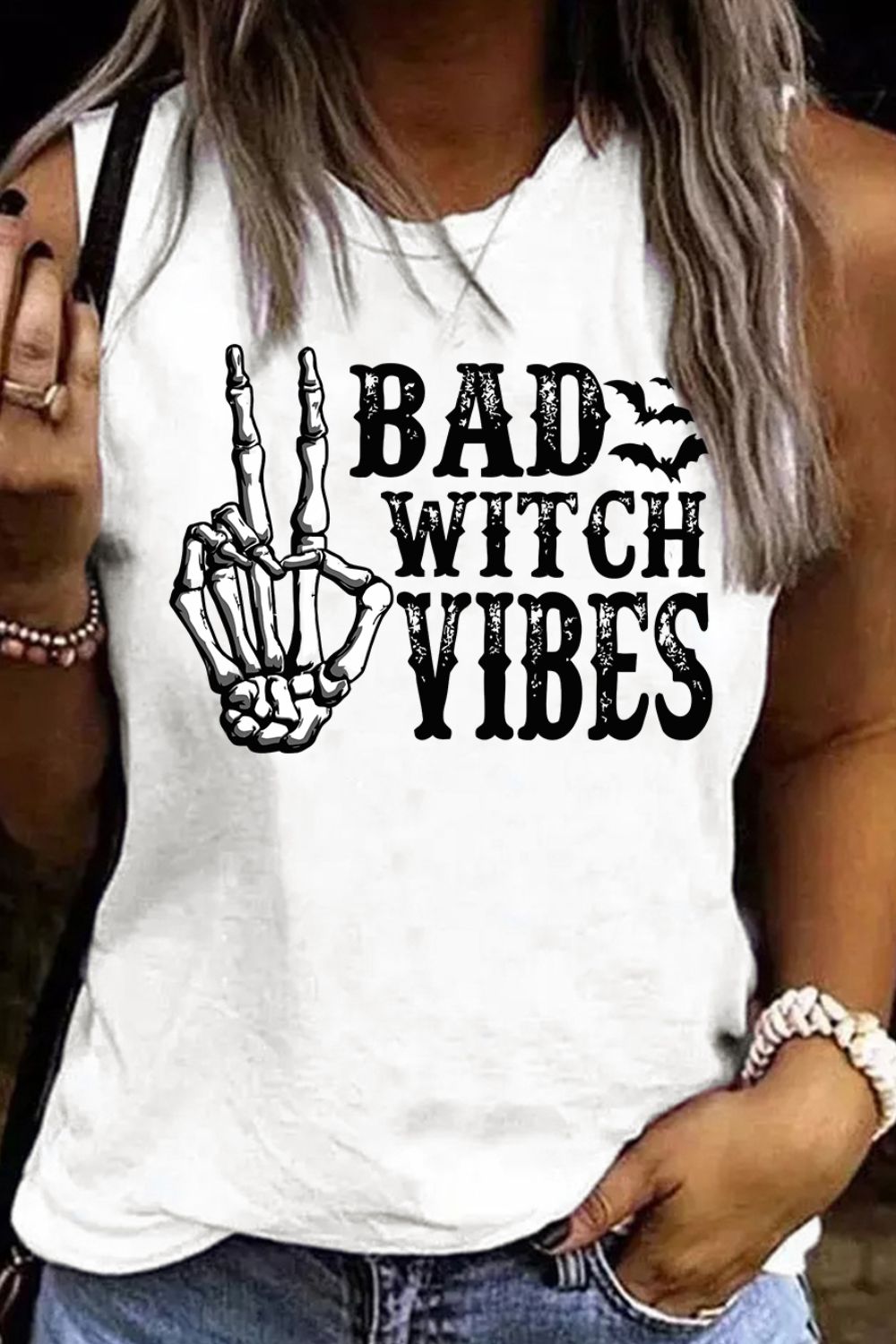 BAD WITCH VIBES Round Neck Tank