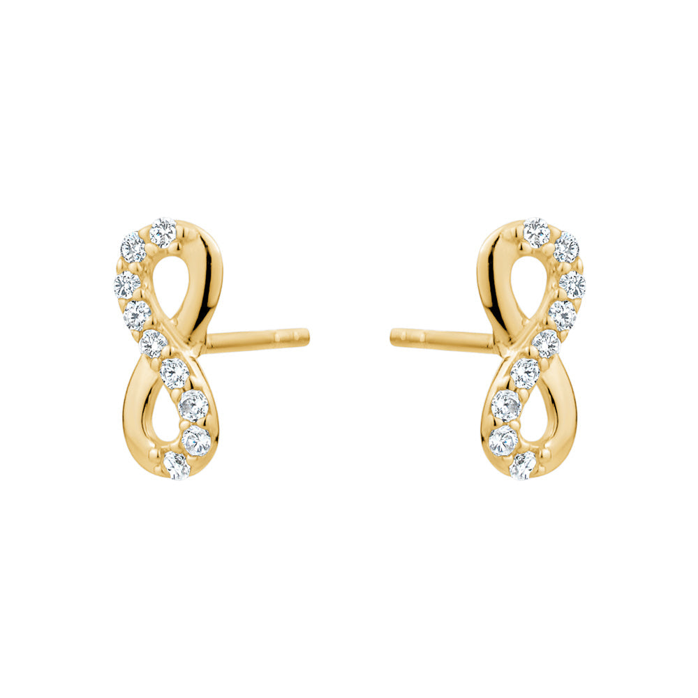 Yellow Gold Cubic Zirconia Infinity Studs