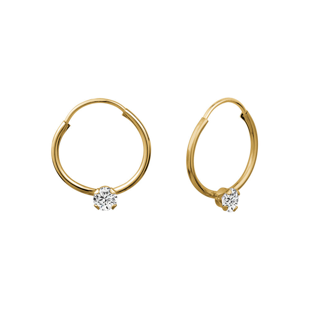 Yellow Gold Cubic Zirconia Hoops