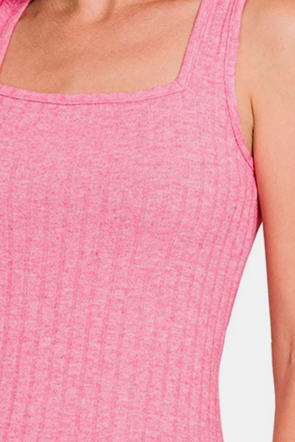 Zenana Ribbed Square Neck Tank