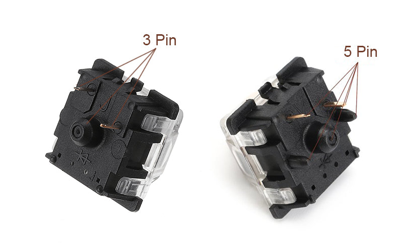 What are the differences between 3-pinand 5-pinCherry MX?