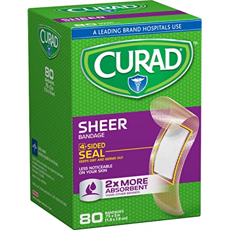 Curad Regular Size Adhesive Bandages, Sheer, 80-Count