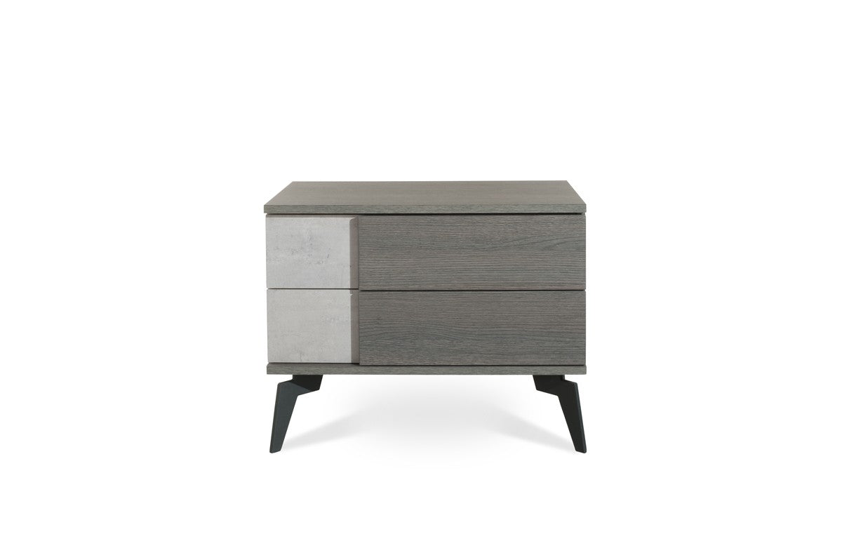 Polish Modern Faux Concrete & Grey Nightstand