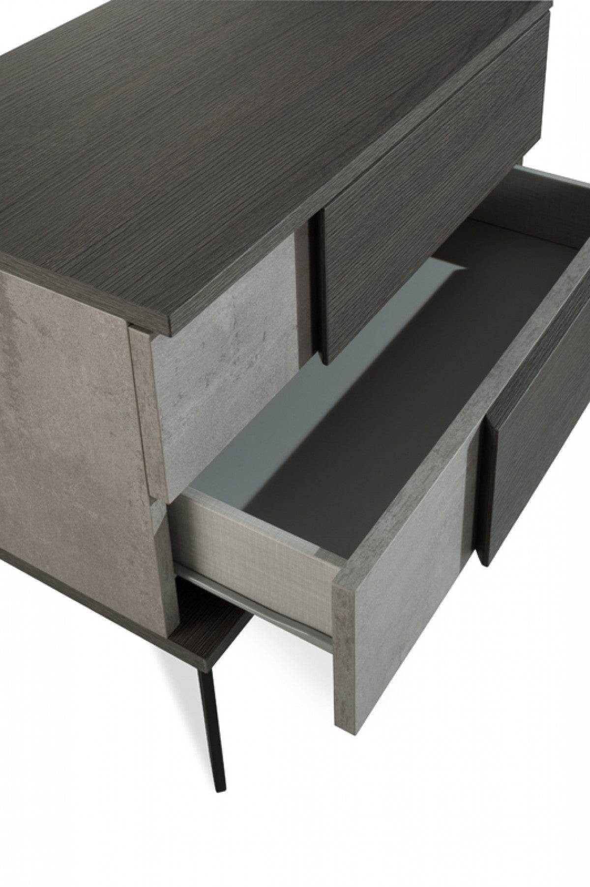 Polish Modern Faux Concrete & Grey Nightstand