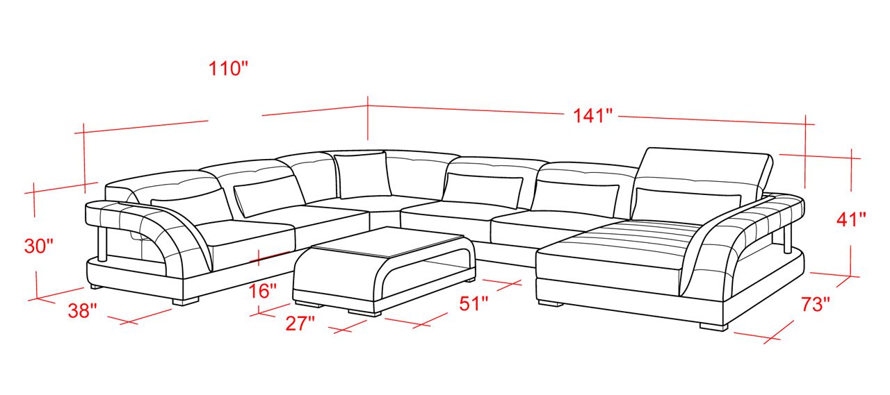 Copenhagen Modern Leather Sectional