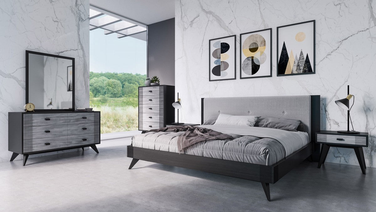 Patroel Contemporary Grey & Black Bed