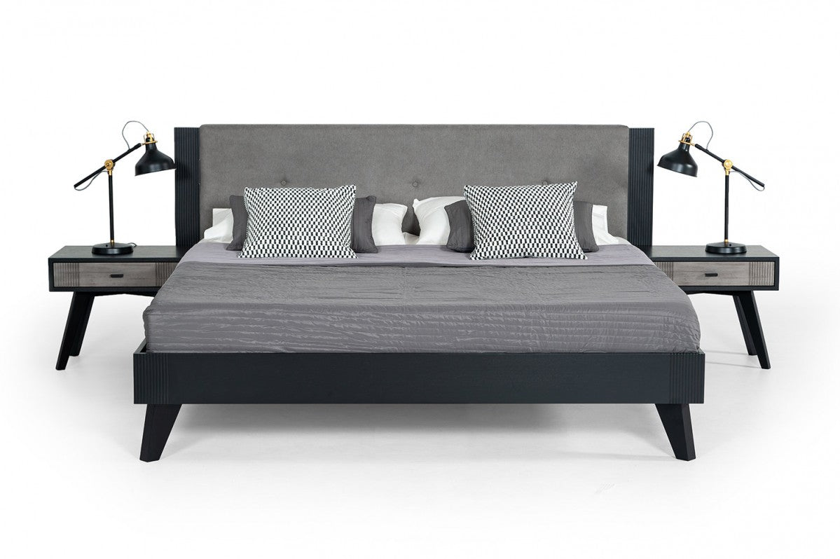 Patroel Contemporary Grey & Black Bed