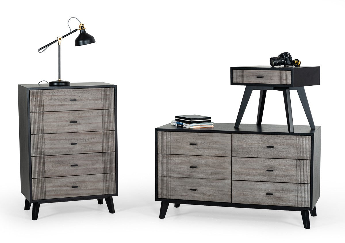 Patroel Contemporary Grey & Black Nightstand