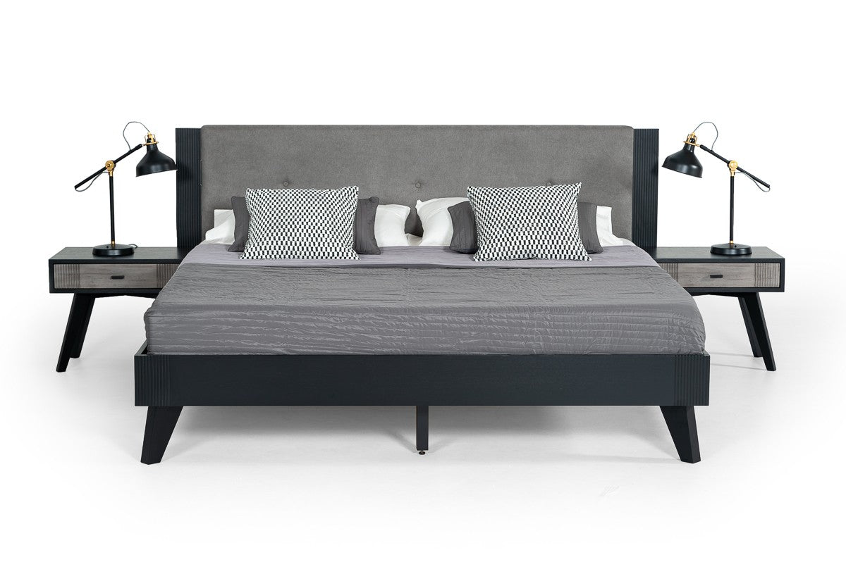 Patroel Contemporary Grey & Black Nightstand