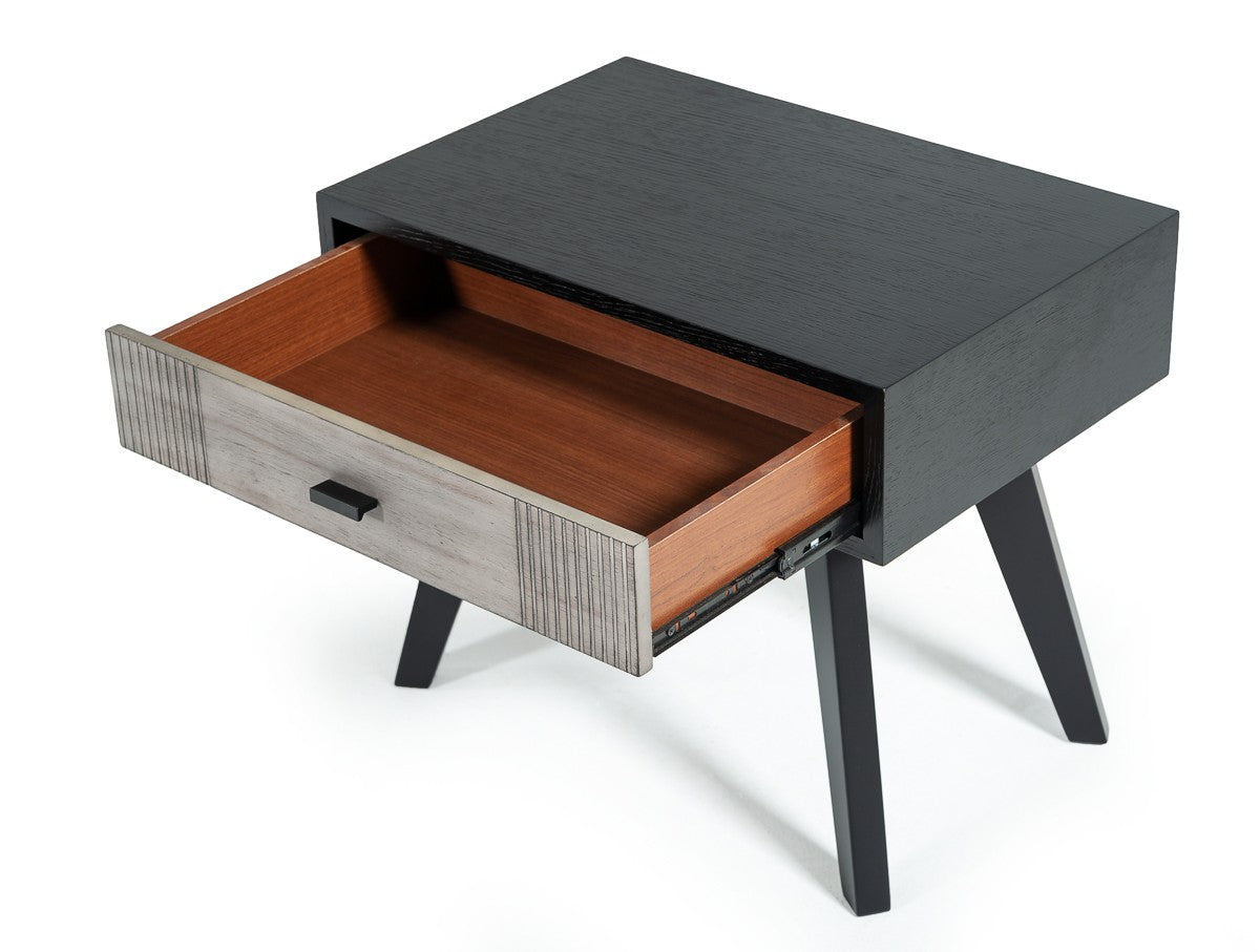 Patroel Contemporary Grey & Black Nightstand