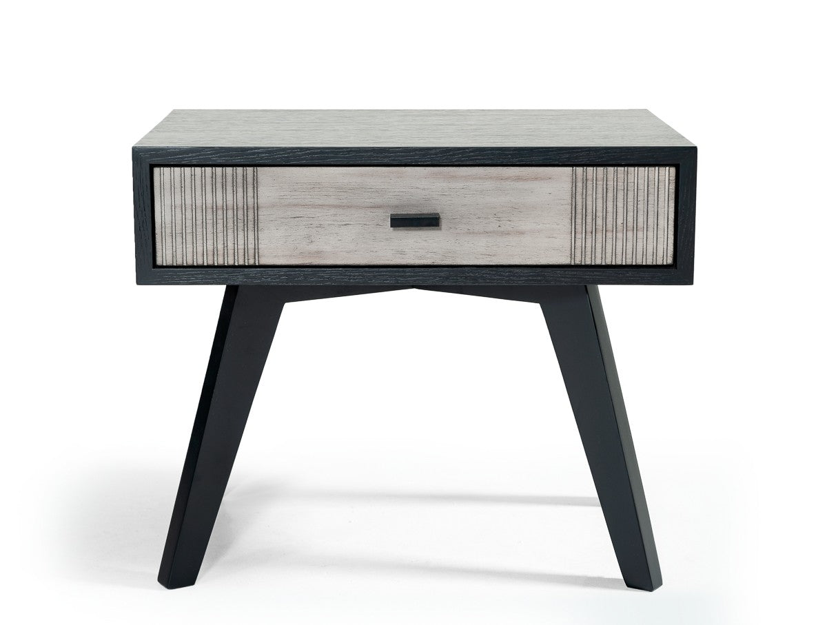 Patroel Contemporary Grey & Black Nightstand