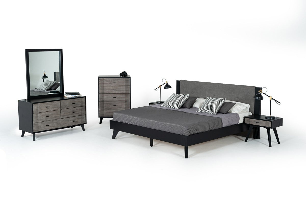 Patroel Contemporary Grey & Black Nightstand