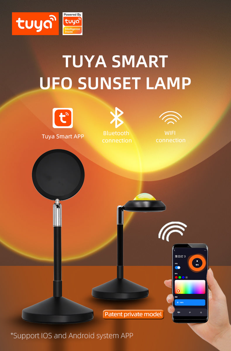 Benexmart Tuya Wifi Blue tooth Smart Ufo Sunset Projection Lamp Color