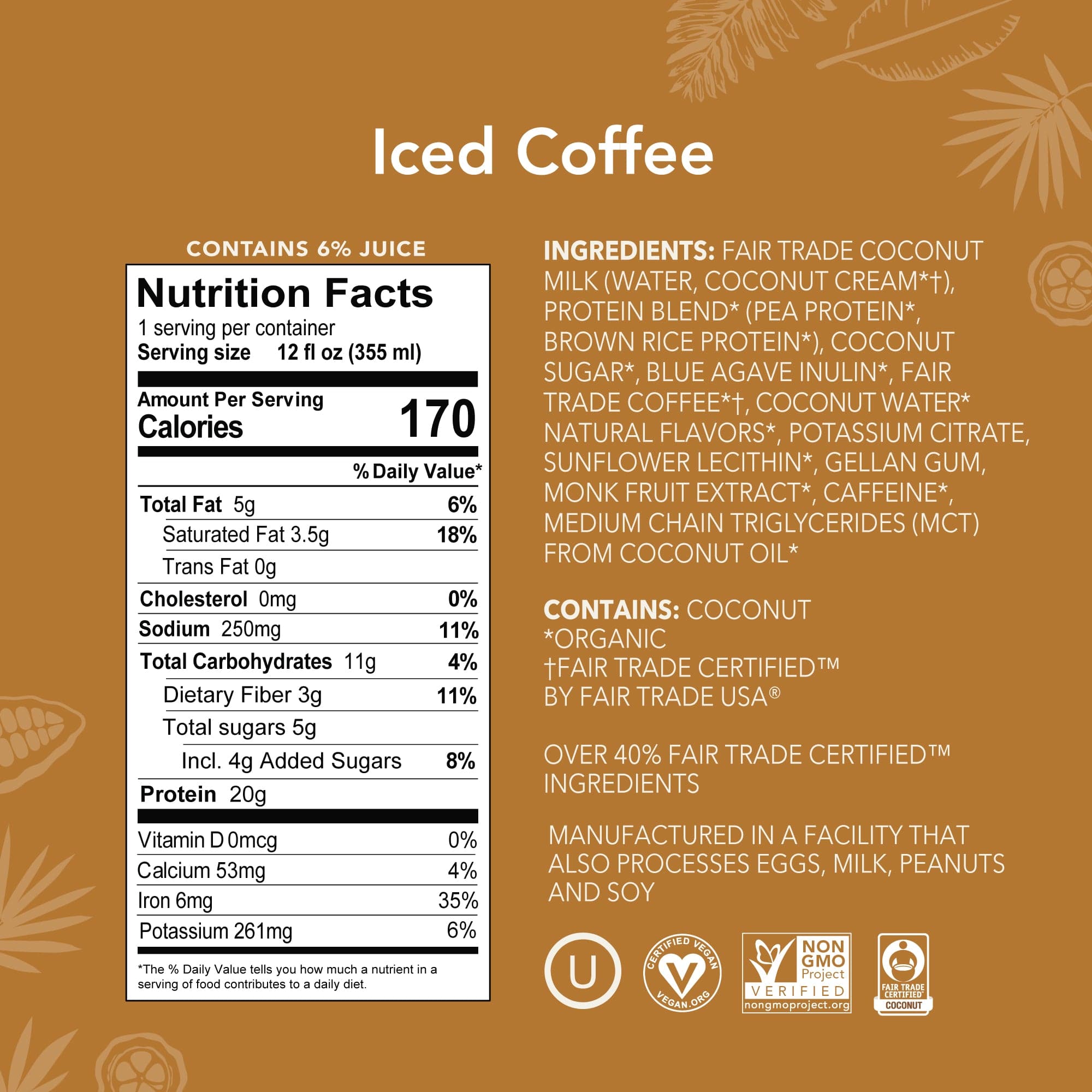 12oz Iced Coffee Protein Drink (Pack of 12) - A&S Discount