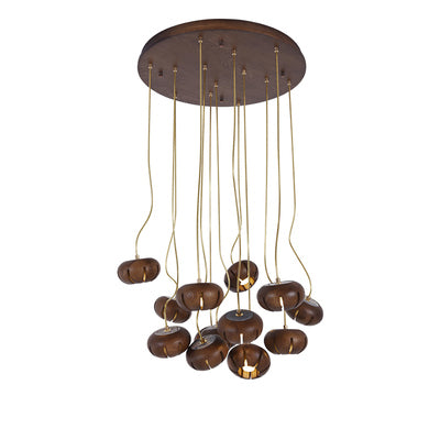 Wooden Petal Round Cluster Pendant Light