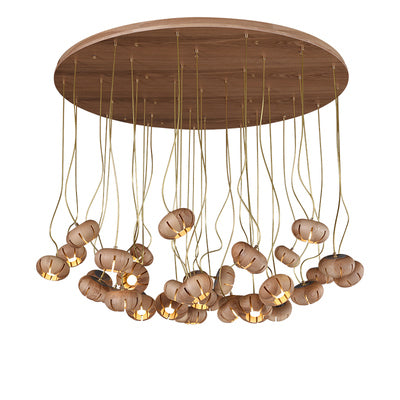 Wooden Petal Round Cluster Pendant Light