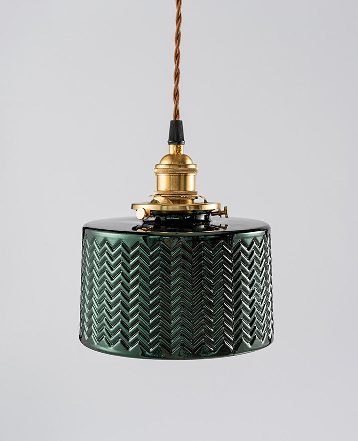 Emerald Fluted Dome Glass With Brass Fitting Art Deco Pendant Light