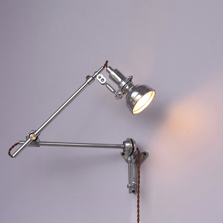 Chrome Mill House Long Arm Industrial Wall Light