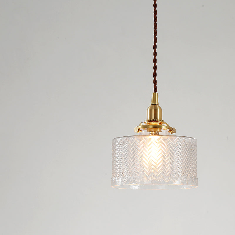 Matilda Glass Mid Century Vintage look Brass Fitting Pendant Light