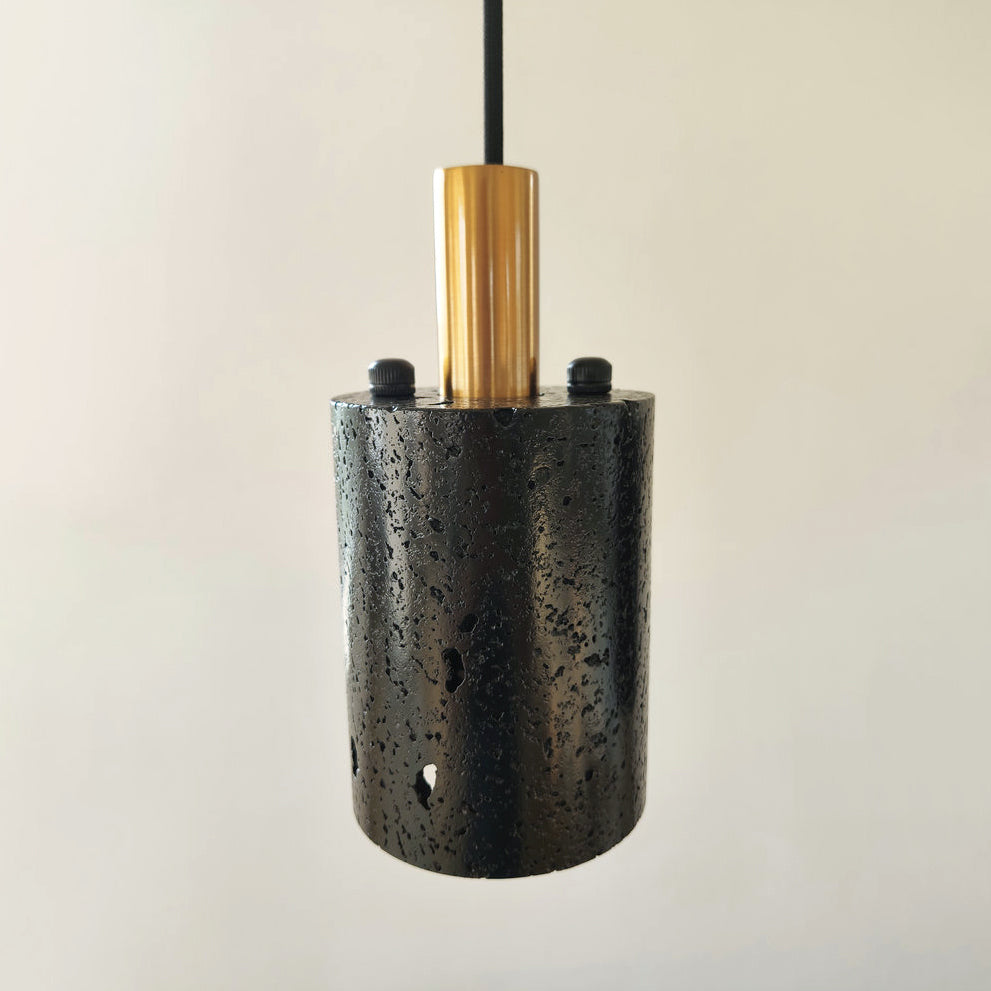 Black Lava B Concrete Minimalist Line Pendant Light