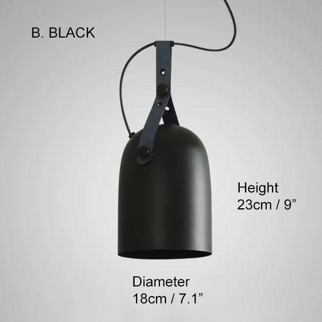 Kemi loft minimalist monochrome pendant light with strap handle