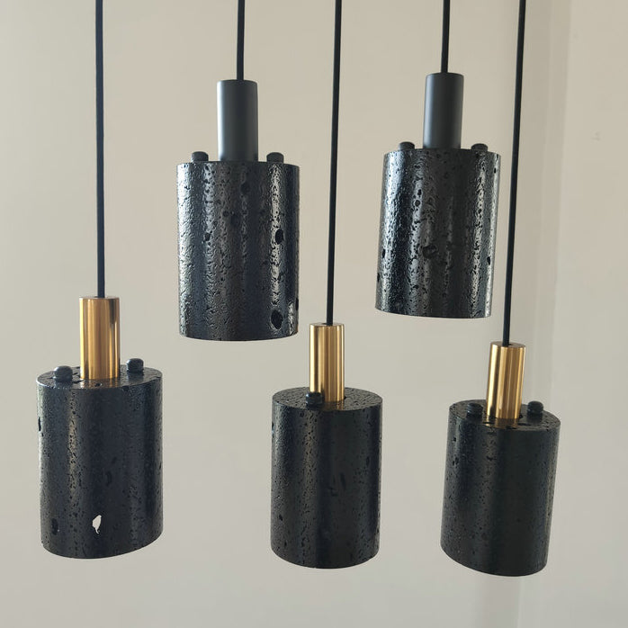 Black Lava B Concrete Minimalist Line Pendant Light