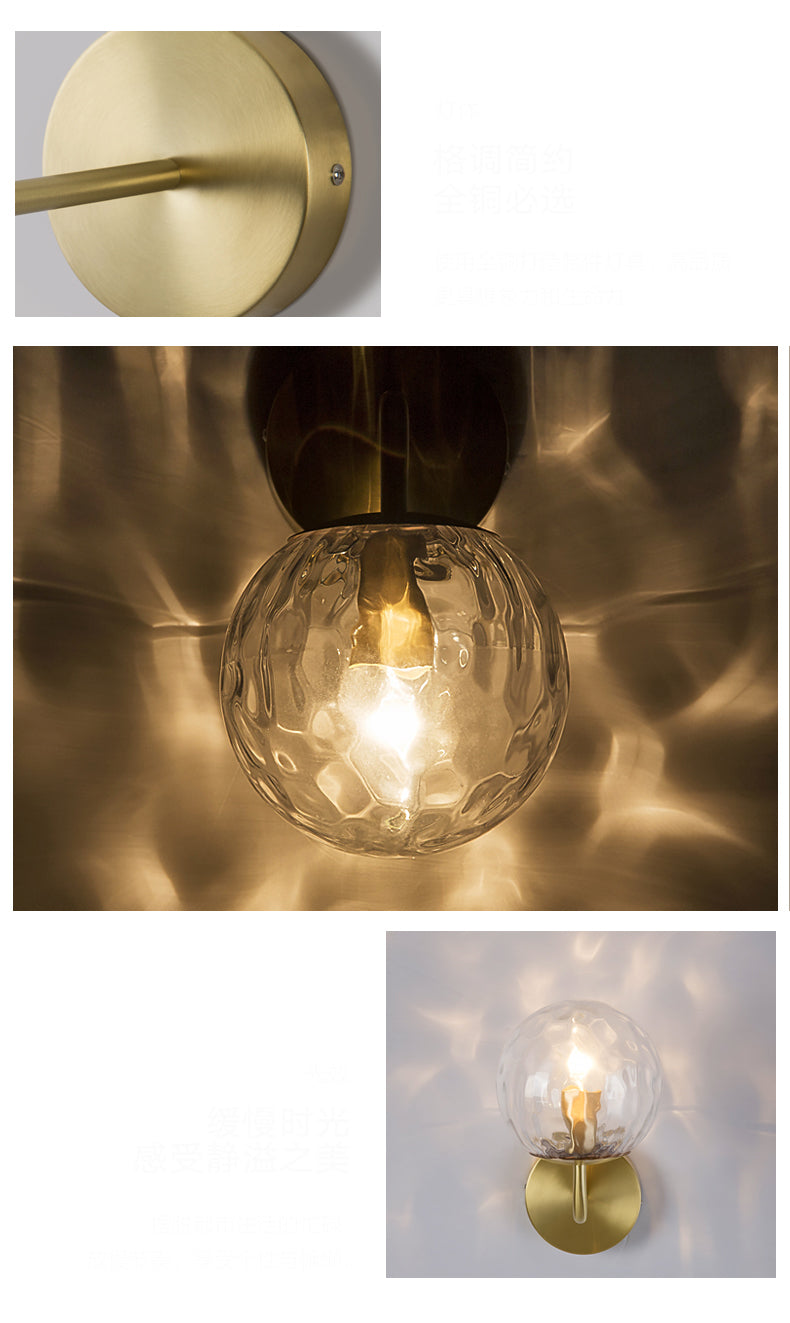 Pomelo Mid century modern Glass Ball Brass Wall Light