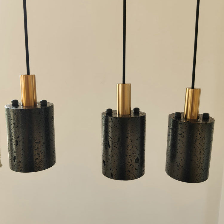 Black Lava B Concrete Minimalist Line Pendant Light