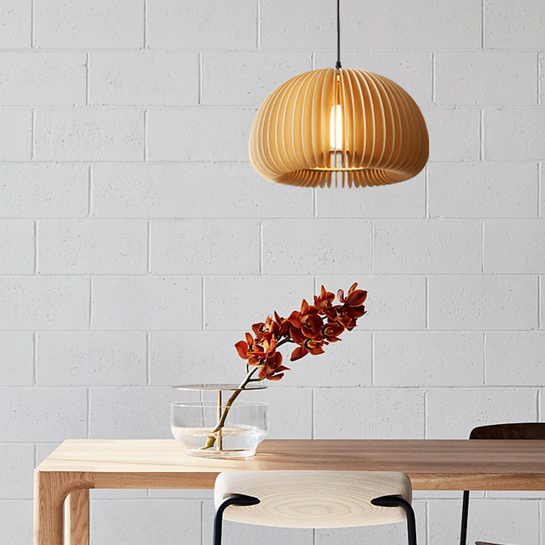 Septo Wooden Shade Japandi Pendant Light