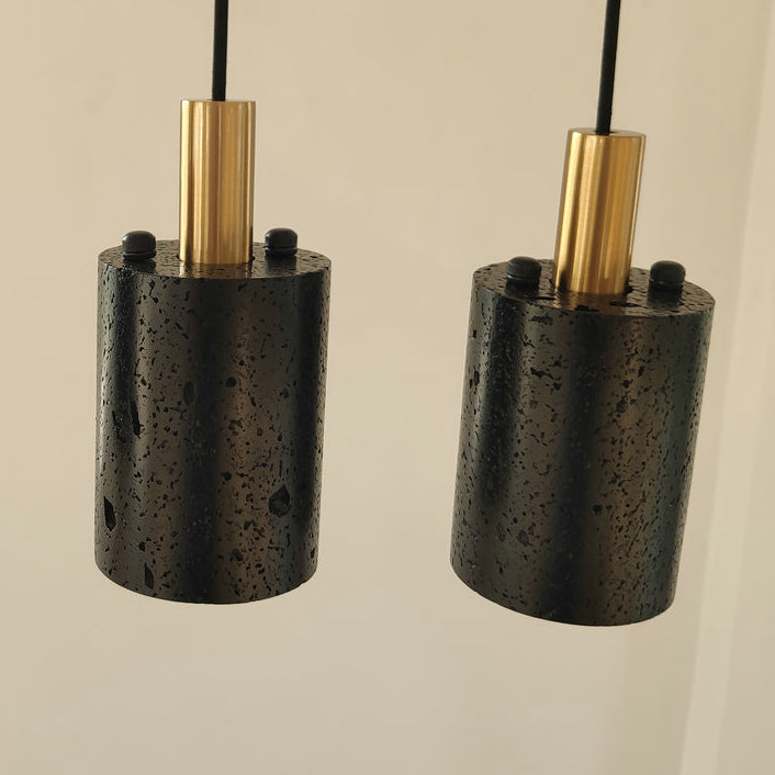 Black Lava B Concrete Minimalist Line Pendant Light